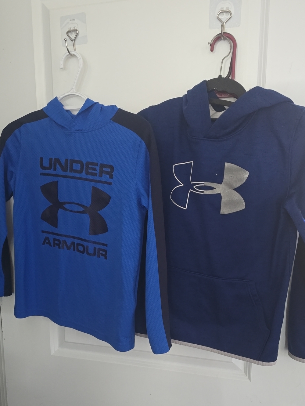 Lot Of 2 Under Armour Blue Kids' Logo Hoodies Duo - Royal Knit & Navy Pullover